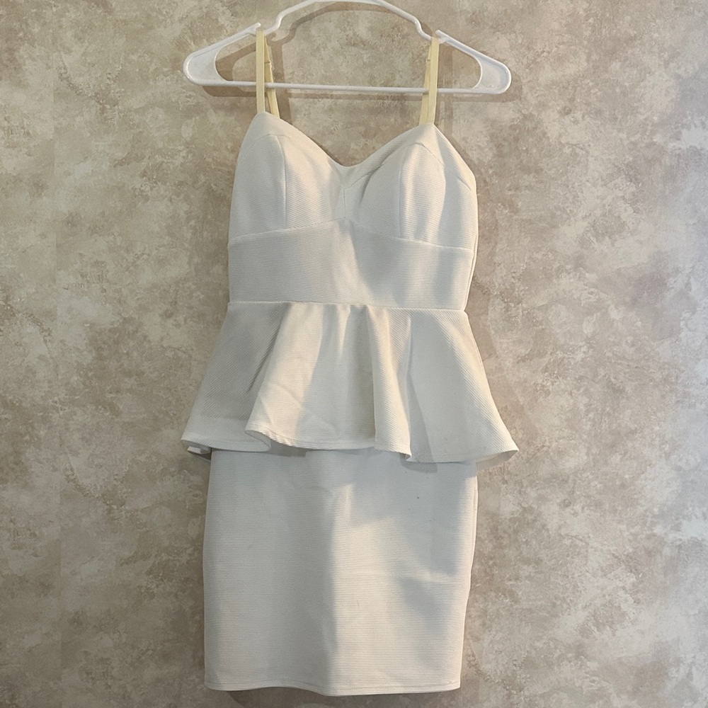 Lily Rose Cream Peplum Mini Dress